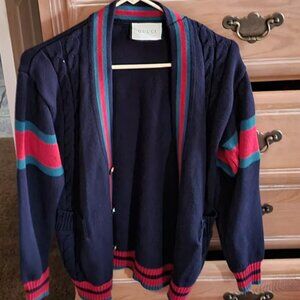 Gucci Cardigan Wool Navy Top Size Medium